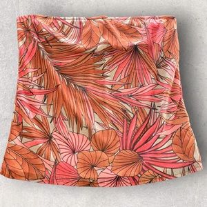 Vivienne Tam Orange/Pink Leaf Tropical Print Tube Top Size 1 /Small